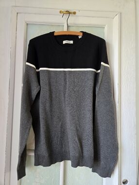 Jack & Jones Black Gray Colorblock Crewneck Sweater Men’s M